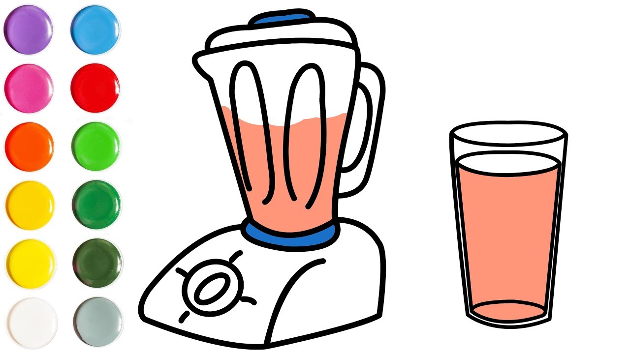 1280x720 Blender And Fruit Juice Coloring And Drawing For Kids, Toddlers