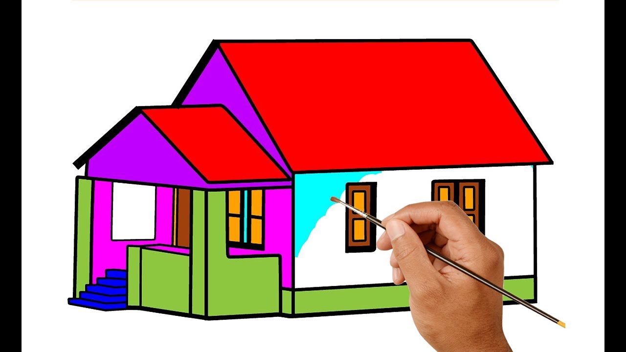 1280x720 Drawing And Painting House For Kids Learn To Color And Pint