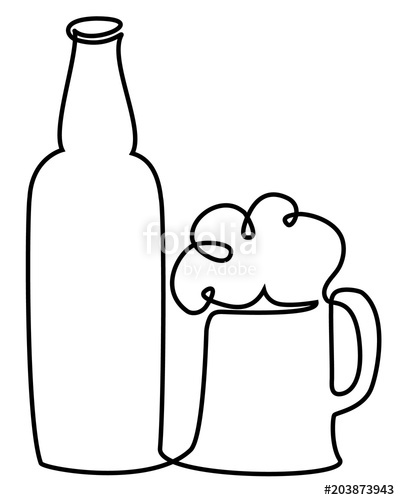 400x500 Pint Of Beer One Line Drawing Stock Image And Royalty Free Vector