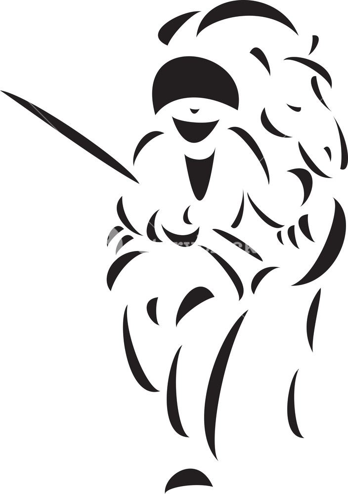 704x1000 Illustration Of A Pioneer With Weapon And Horse Royalty Free