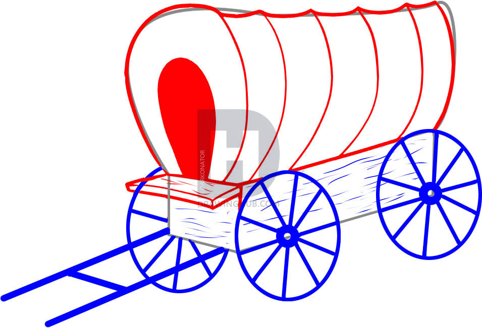 955x651 How To Draw A Wagon, Step
