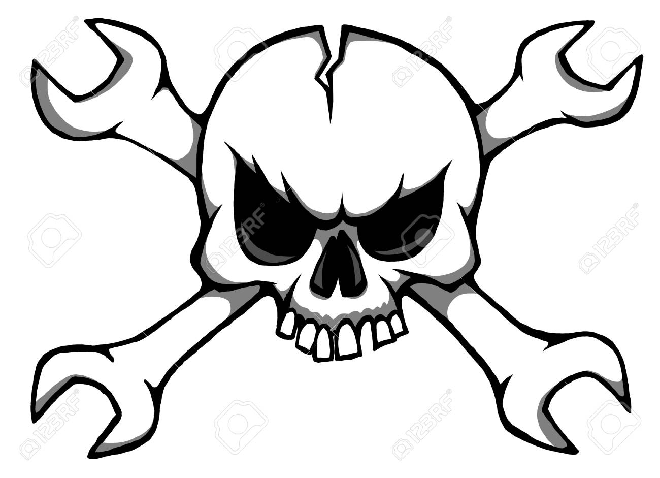 1300x941 skull and wrenches cross decal crossed patch stencil pipe wrench