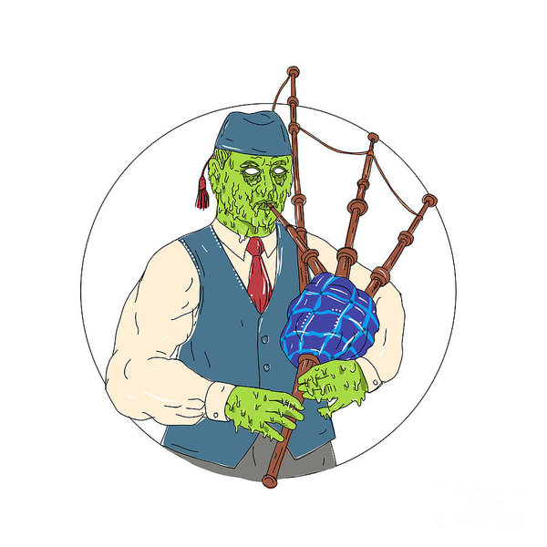 600x600 zombie piper playing bagpipes grime art art print