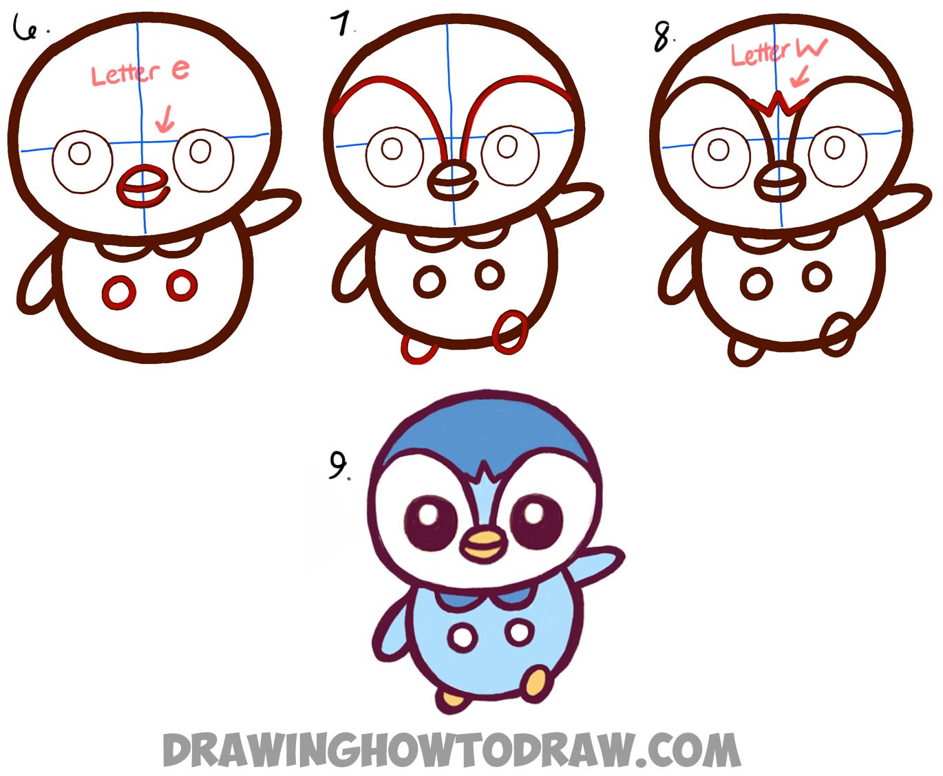 1370x1128 how to draw baby chibi kawaii piplup from pokemon easy step