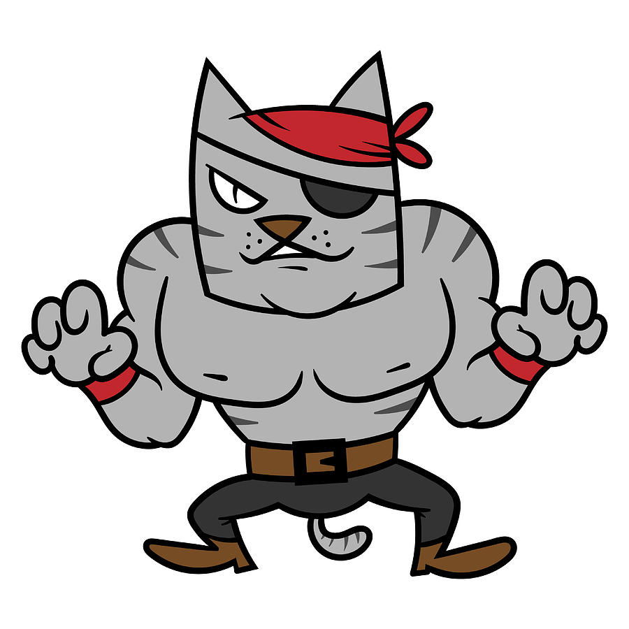 900x900 Cartoon Pirate Cat Drawing