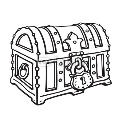 400x400 Locked Pirate Treasure Chestg Sketch Style Hand Drawn Vector