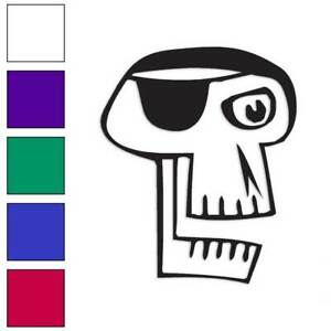 300x300 Skull Pirate Drawing Decal Sticker Choose Color + Large Size