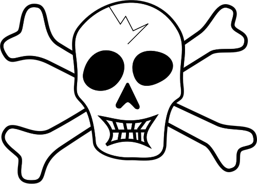 500x358 Vector Drawing Of Broken Skull Pirate Sign