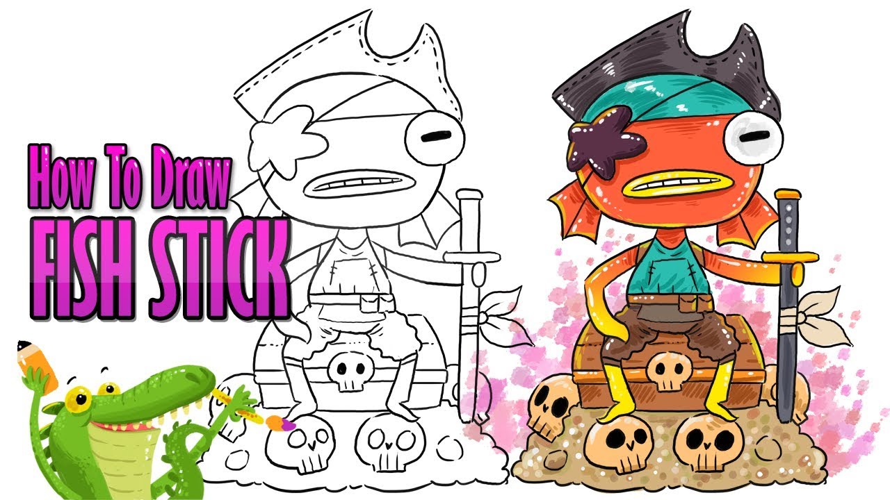 1280x720 Pirate Fish Stick Drawing