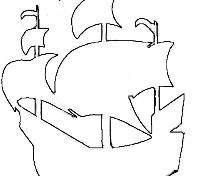 678x600 Pirate Ship Outline Coloring Page