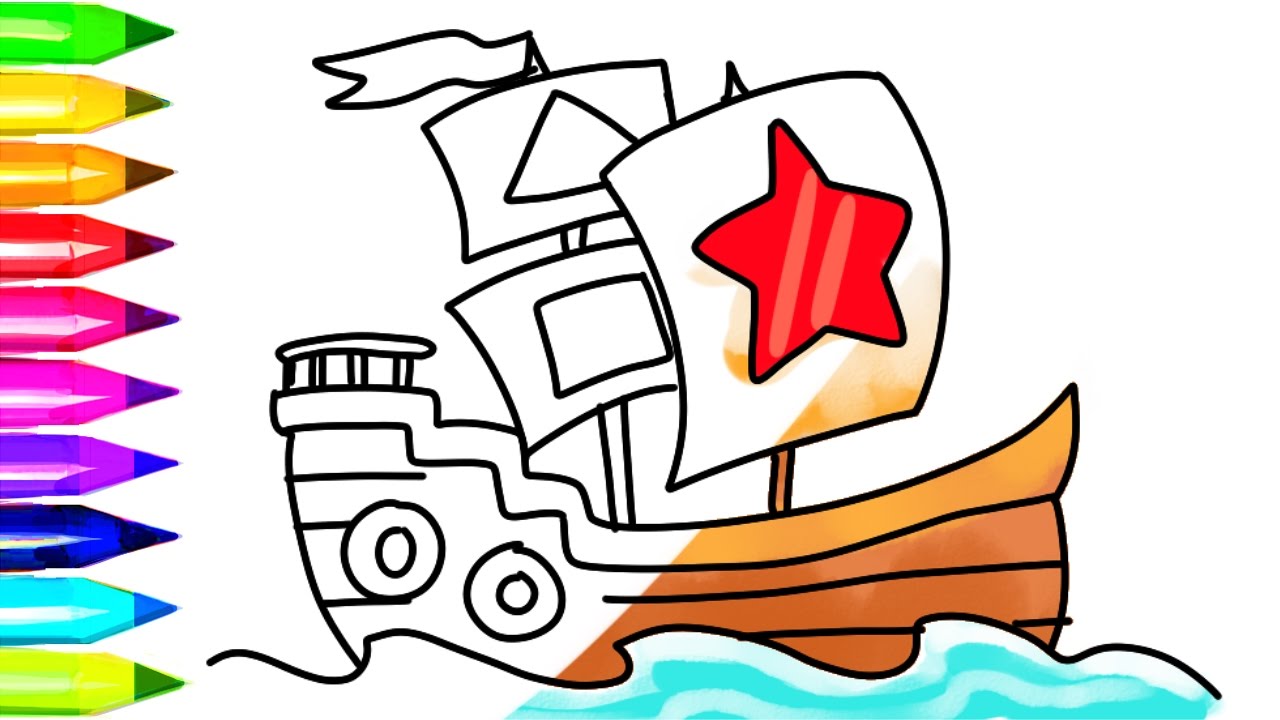 1280x720 How To Draw Pirate Ship Coloring Pages And Boat Coloring Pages