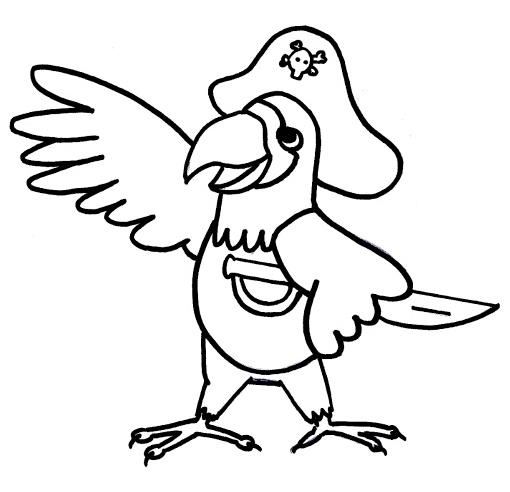 510x492 Parrot Pirate Cartoon Coloring Sheet For Kids