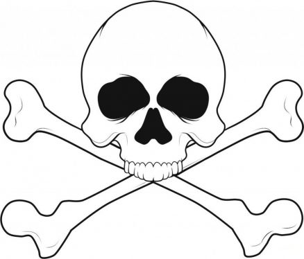 438x374 Pirate Of Caribbean Halloween Coloring Pages Free Printable Skull