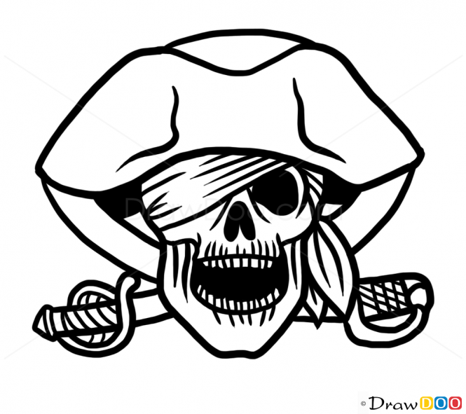 665x591 Pirate Drawing Skull For Free Download