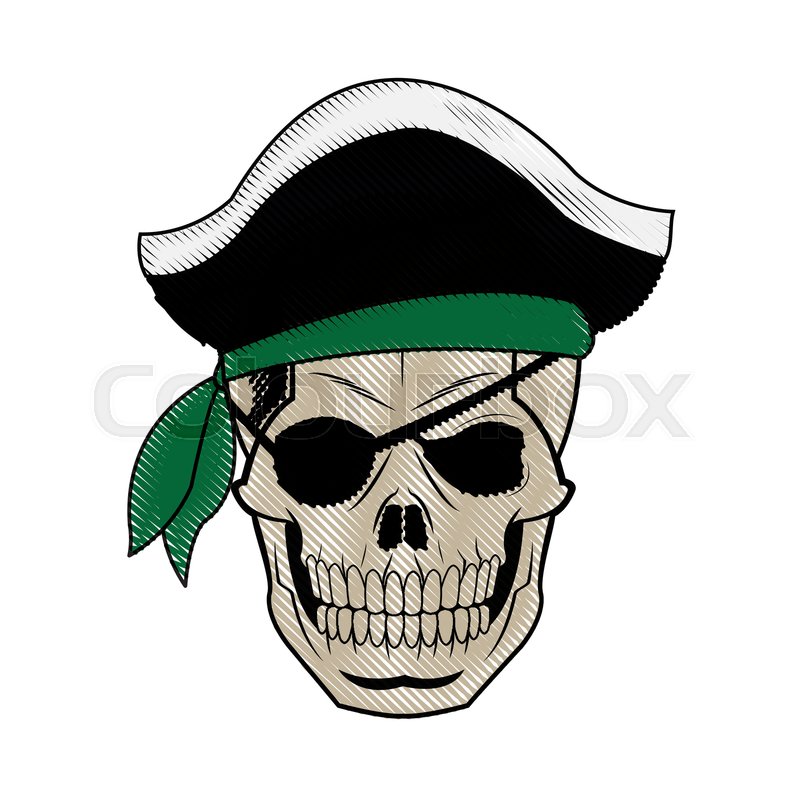 800x800 Pirate Skull Wearing A Pirate Captains Stock Vector Colourbox