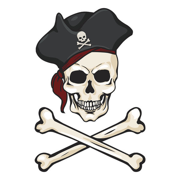 599x598 Vector Cartoon Pirate Skull In Tricorn With Cross Bones Art Print