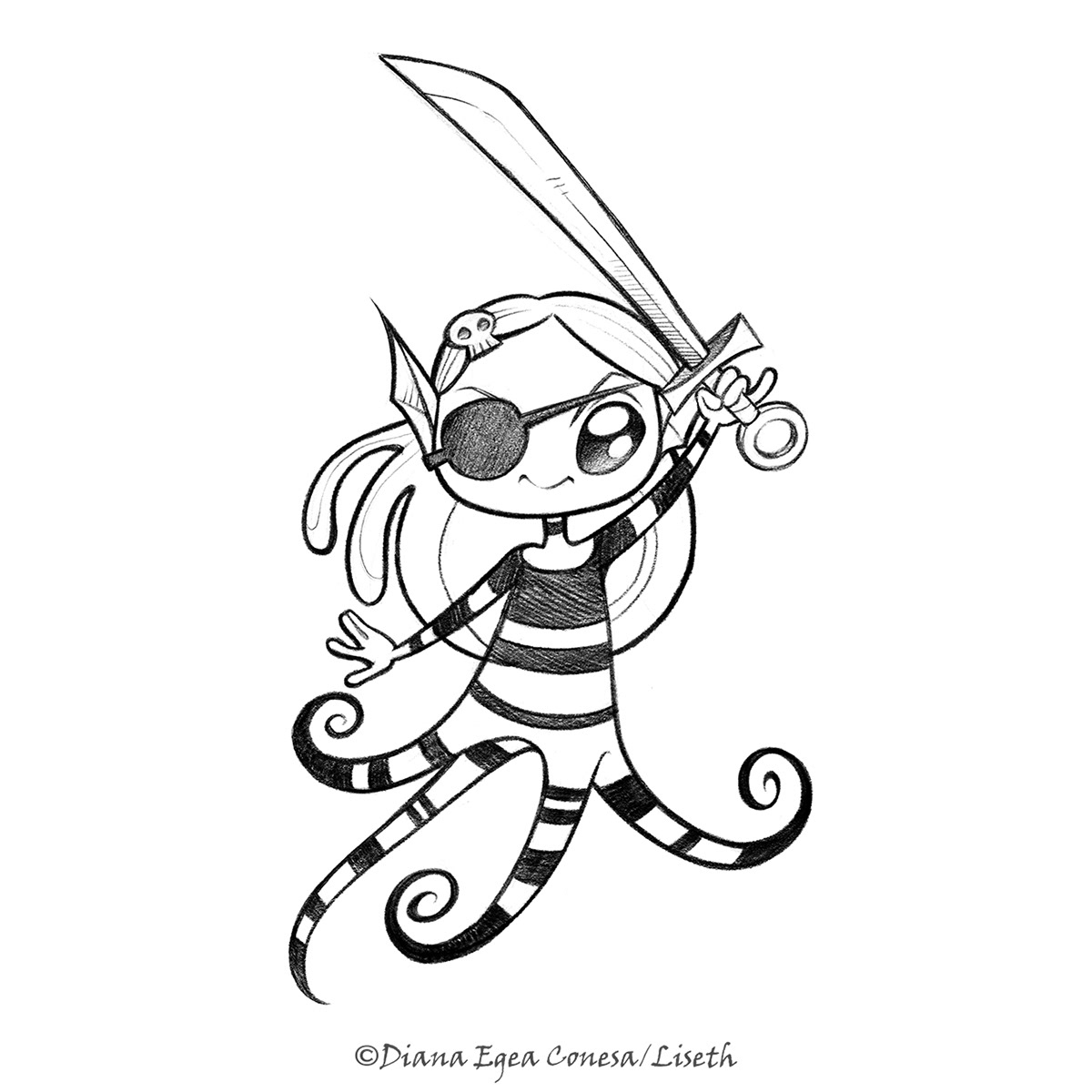 1200x1200 Pirate Octopus Girl On Behance