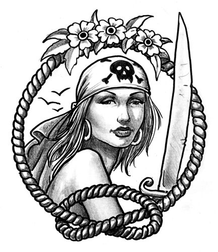 433x500 Pirate Girl Tattoo Designs Ideas Tattoo Designs, Sketches, Design