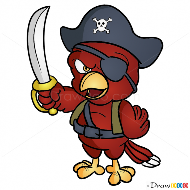665x664 How To Draw Pirate Parrot, Pirates Graphic In Pirate