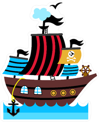 204x250 Pirate Ship Childrens Drawing Sticker