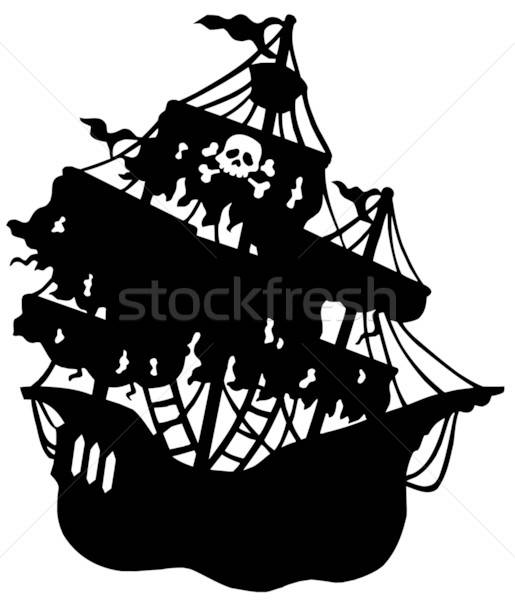 515x600 Mysterious Pirate Ship Silhouette Vector Illustration Klara