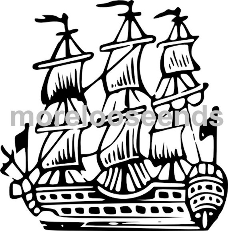 794x805 Pirate Ship Graphic Clipart Galleon Printable Digital Image Etsy
