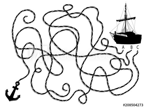 500x375 Silhouette Of The Pirate Ship And Anchor