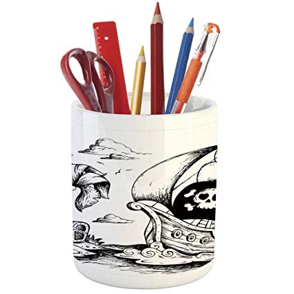 425x425 Pencil Pen Holder, Pirate, Printed Ceramic Pencil Pen