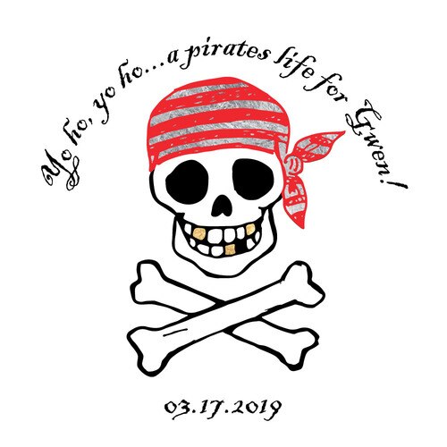 500x500 Pirate Skull Personalized Metallic Semi Custom Flash Tattoos