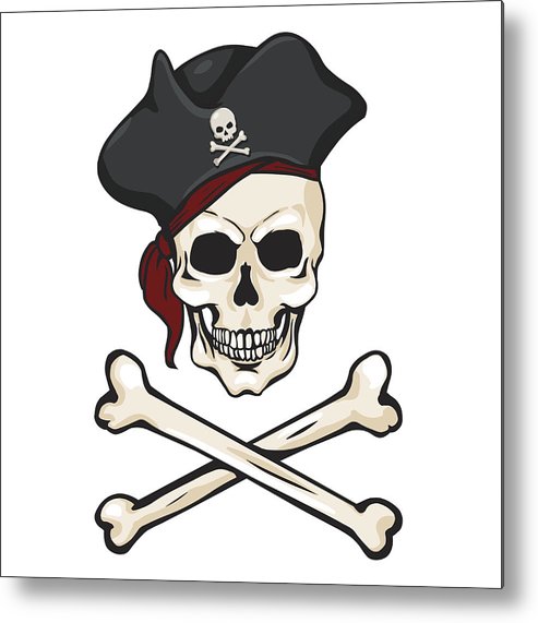 493x571 Vector Cartoon Pirate Skull In Tricorn With Cross Bones Metal