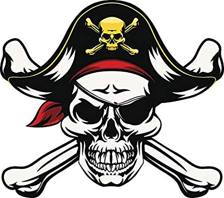 454x400 pirate skull and crossbone with eye patch and captain