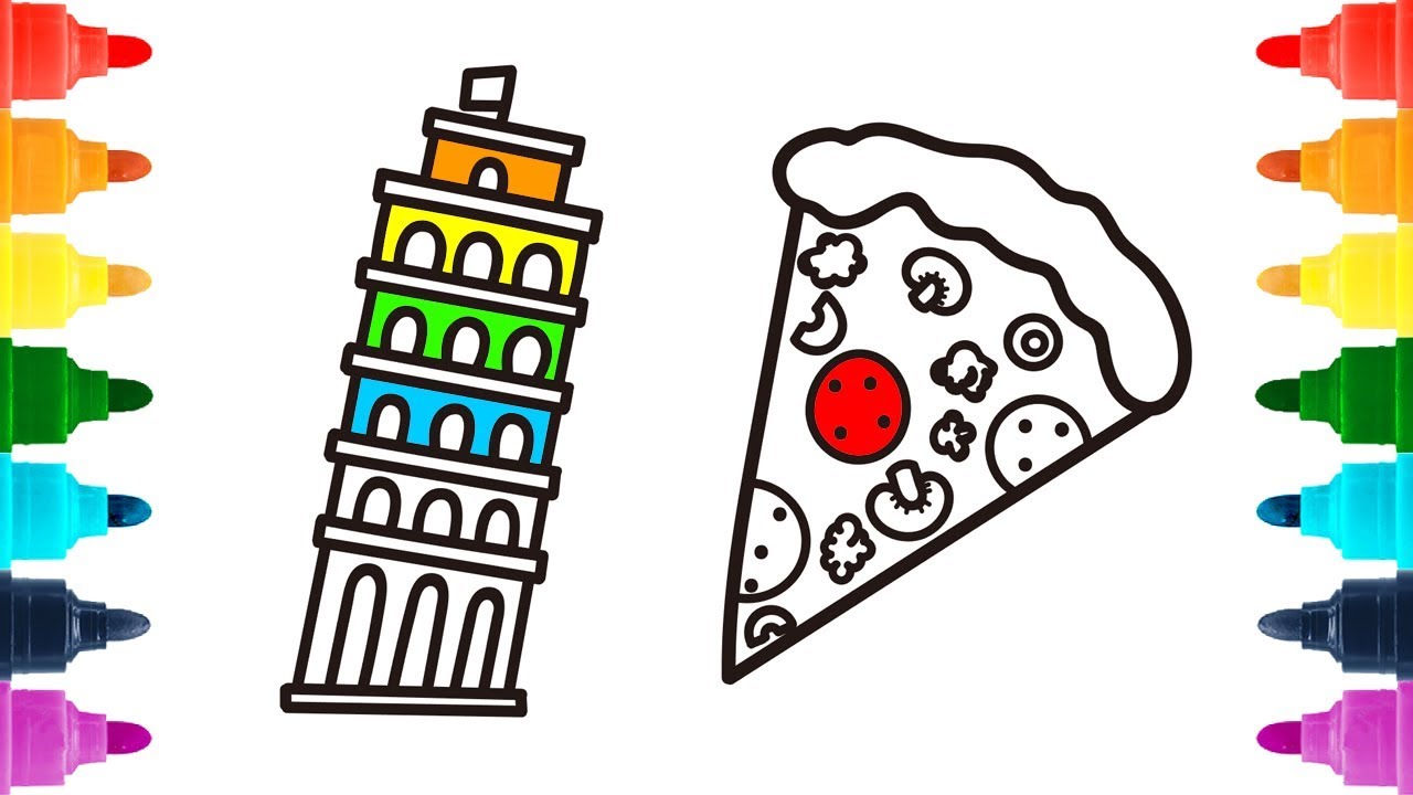 1280x720 Learn How To Draw The Leaning Tower Of Pisa And Pizza Coloring