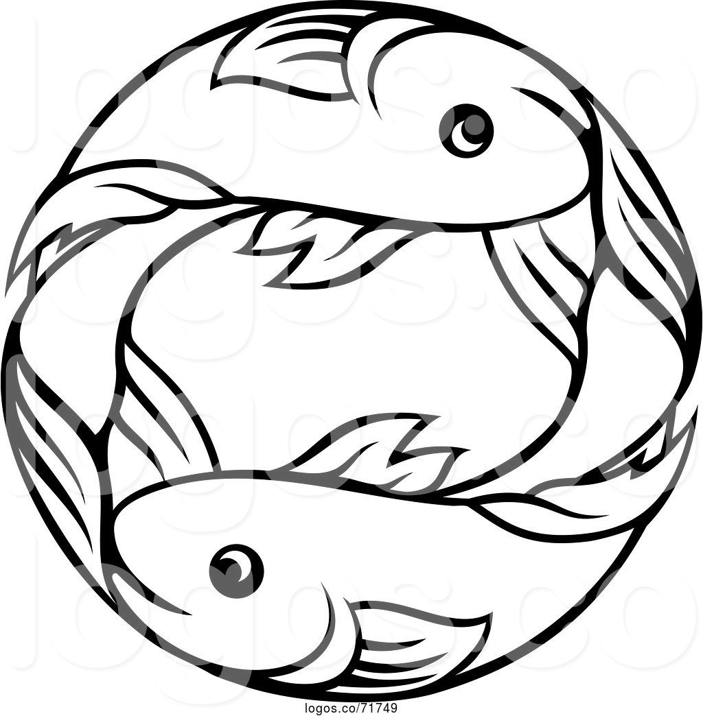 1024x1044 Logo Of Black And White Lineart Double Pisces Fish Astrology