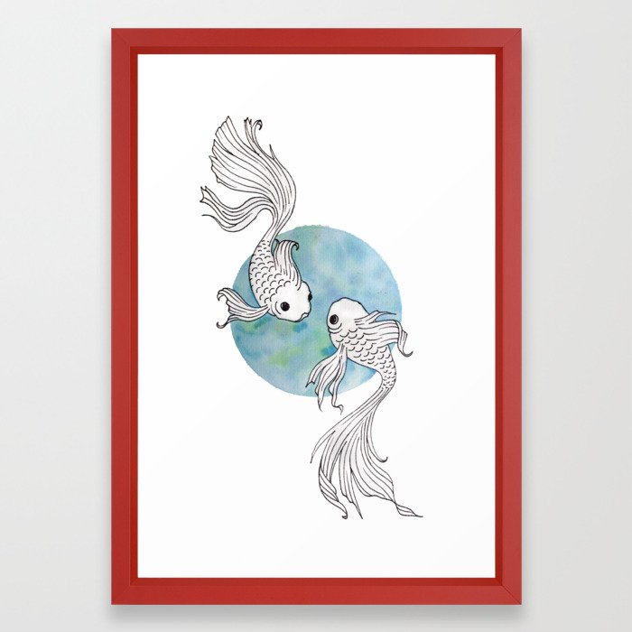 700x700 Pisces Fish Watercolor Illustration Framed Art Print