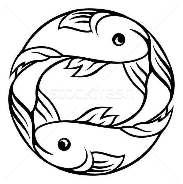 598x600 Zodiac Signs Pisces Fish Vector Illustration Christos Georghiou
