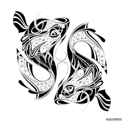 500x494 Zodiac Wheel With Sign Of Pisces Tattoo Design