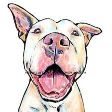 225x225 Smiling Pit Bull Art Print Products Pitbull Drawing, Dog