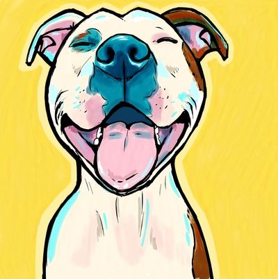 400x402 cartoon pit bulls drawing pit bull smile art print dog