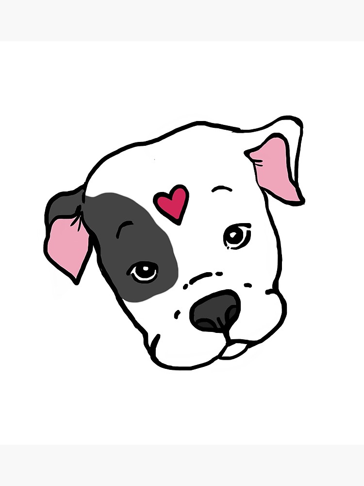 750x1000 Graywhite Sweet Pitbull Face With Heart Photographic Print
