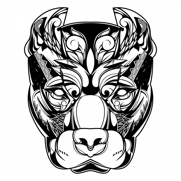 626x626 Pitbull Dog Illustration, Tattoo And Tshirt Design Vector