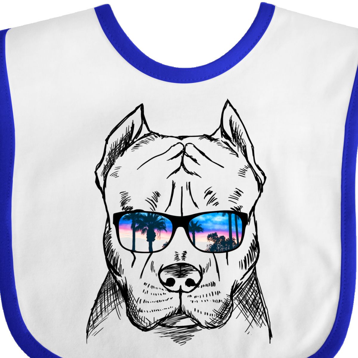 1200x1200 Inktastic Pitbull Sketch Portrait With Sunglasses Baby Bib Pets