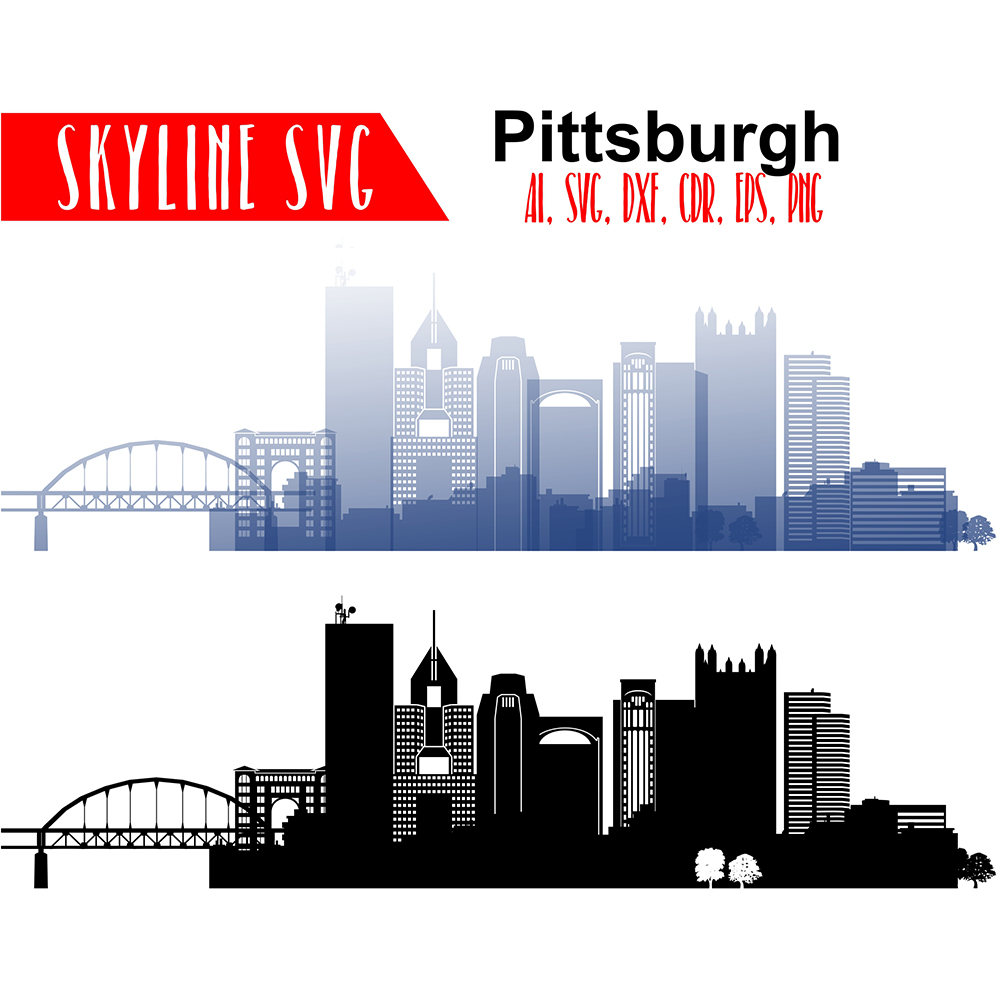 1000x1000 pittsburgh vector skyline pittsburgh pennsylvania city etsy
