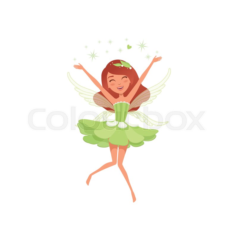 800x800 Magical Fairy In Beautiful Green Stock Vector Colourbox