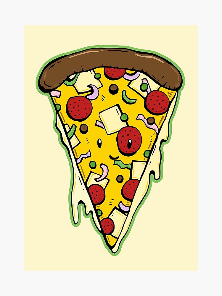 750x1000 Kawaii Pizza Drawing Photographic Print