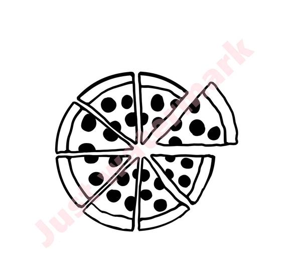 570x554 Svgjpg Pepperoni Pizza Hand Drawing Etsy