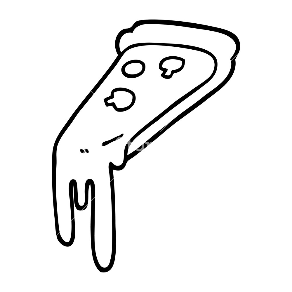 1000x1000 Black And White Cartoon Pizza Slice Royalty Free Stock Image