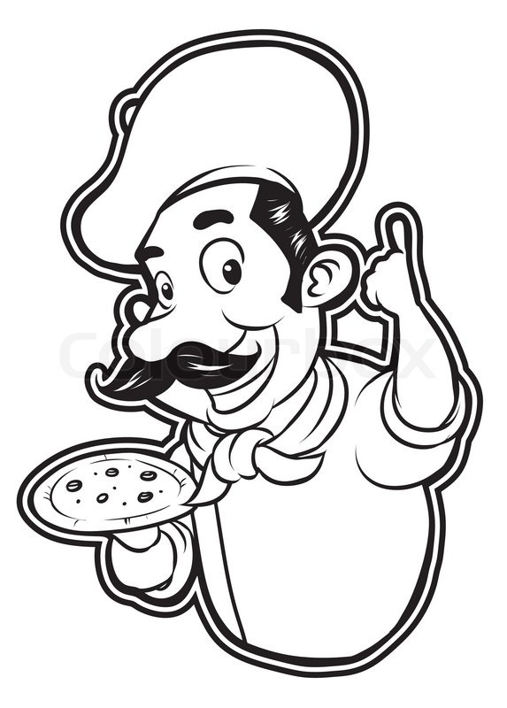 573x800 Black And White Clipart Pizza Chef Stock Vector Colourbox