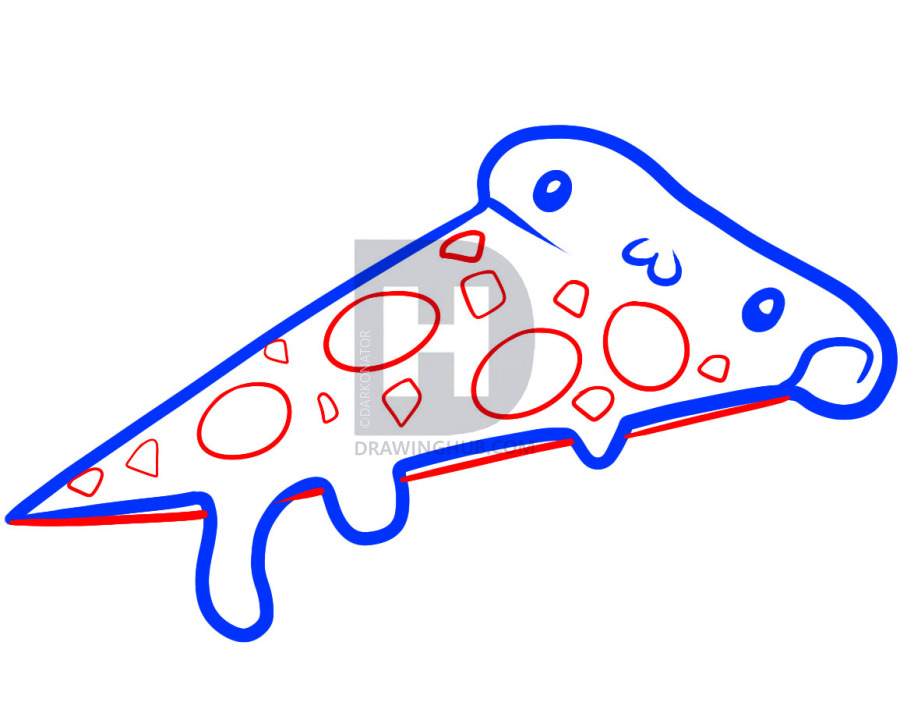 900x720 How To Draw Pizza, Step