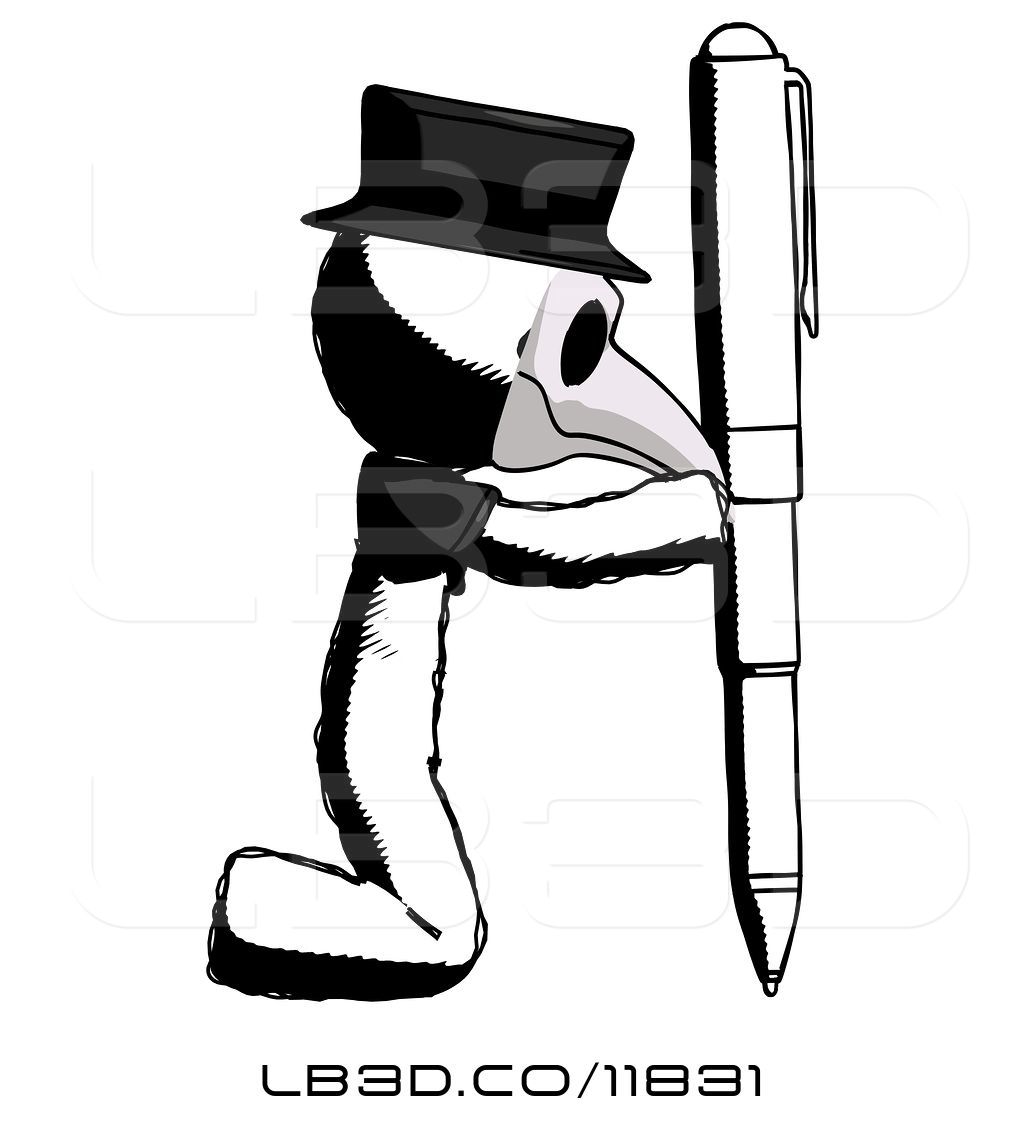1024x1124 Illustration Of Ink Plague Doctor Guy Posing With Giant Pen