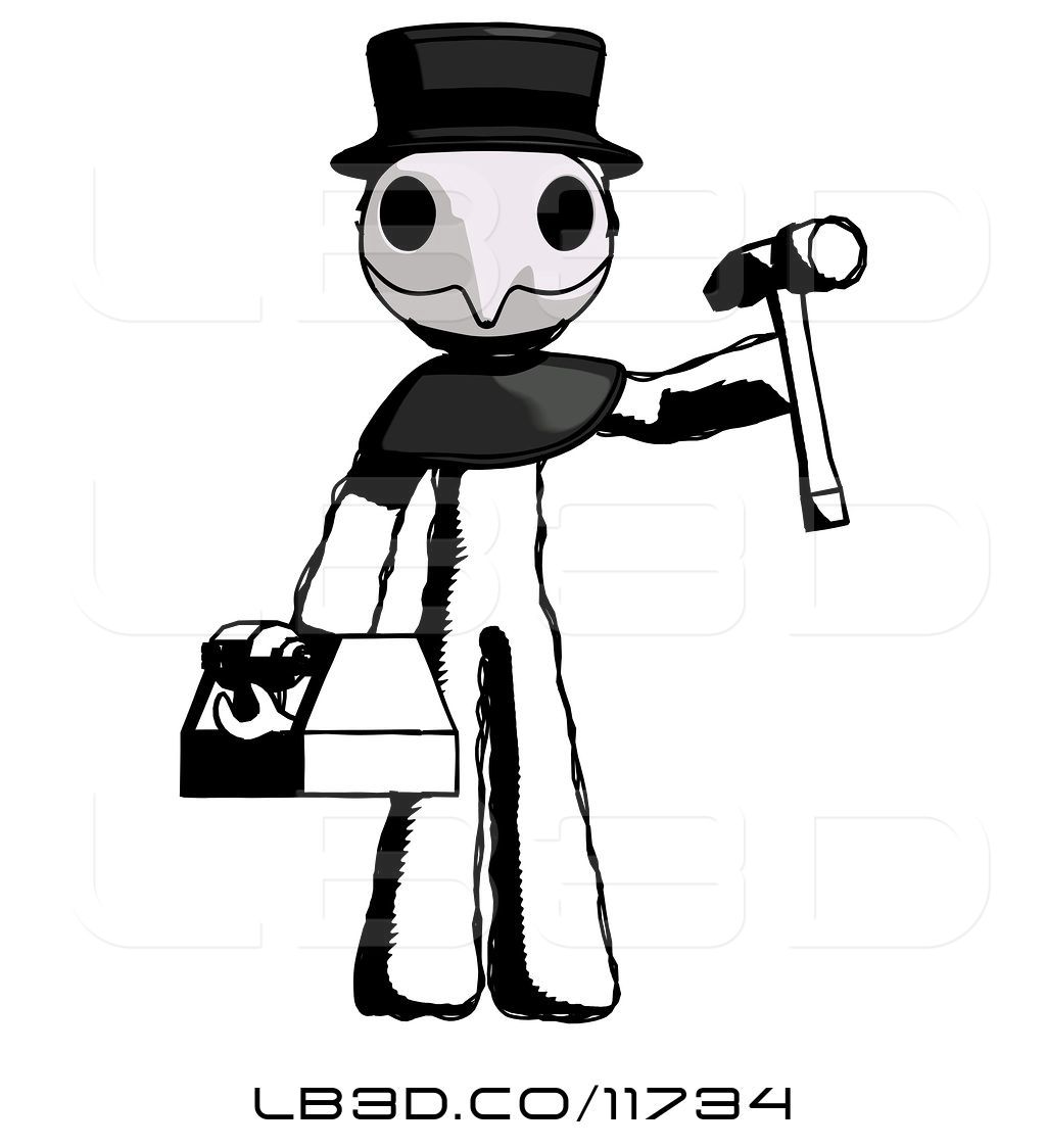 1024x1124 Illustration Of Ink Plague Doctor Guy Holding Tools And Toolchest